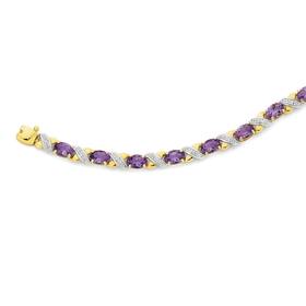 9ct+Gold+Amethyst+%26amp%3B+Diamond+Bracelet