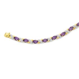 9ct-Gold-Amethyst-Diamond-Bracelet on sale