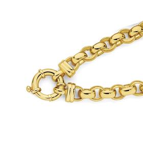 9ct+Gold+20cm+Solid+Oval+Belcher+Bracelet
