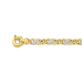 9ct+Gold+19cm+CZ+Infinity+Bolt+Ring+Bracelet