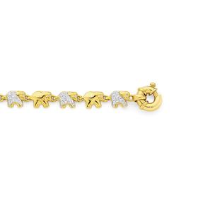 9ct-Gold-19cm-CZ-Elephant-Bolt-Ring-Bracelet on sale