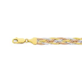 9ct+Gold+Three+Tone+Plaited+Bracelet