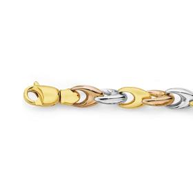 9ct-Tri-Tone-19cm-Arch-Link-Bracelet on sale