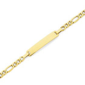 9ct+Gold+17cm+Figaro+3%2B1+Id+Bracelet