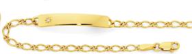 9ct+Gold+16cm+Solid+Diamond+Set+Id+1%2B1+Bracelet