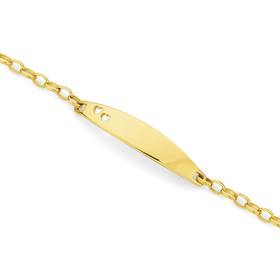 9ct-Gold-165cm-Belcher-Heart-ID-Bracelet on sale