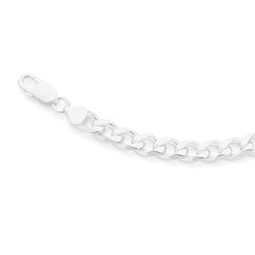 Sterling-Silver-23cm-Solid-Bevelled-Curb-Mens-Bracelet on sale