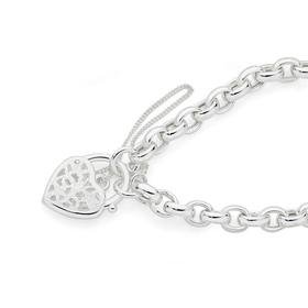 Silver+19cm+Belcher+Padlock+Bracelet