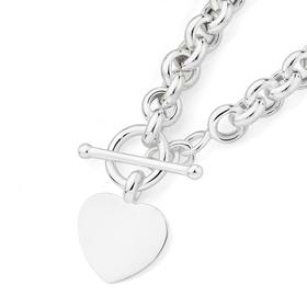 Silver-195cm-Belcher-Fob-Heart-Bracelet on sale