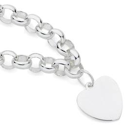 Silver-20cm-Belcher-With-Heart-Disk-Bracelet on sale