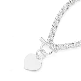 Silver-Belcher-Heart-Disc-Fob-Bracelet on sale