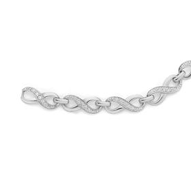 Silver-Cubic-Zirconia-Infinity-Bracelet on sale