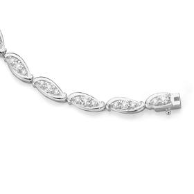 Silver+3+Cubic+Zirconia+Oval+Link+Bracelet