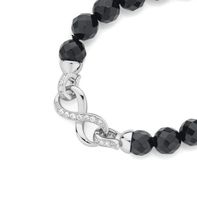 Silver+Onyx+CZ+Infinity+Bracelet