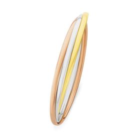 9ct+Gold+Tri+Tone+65mm+Solid+Russian+Bangle