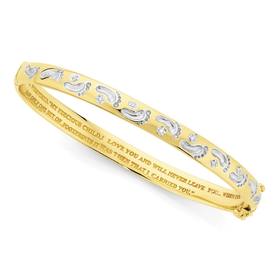 9ct-Gold-Two-Tone-Solid-60mm-Diamond-Bangle on sale