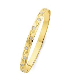 9ct+Gold+Two+Tone+Solid+Bangle