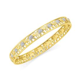 9ct+Gold+Two+Tone+65mm+Solid+Bangle