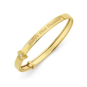 9ct+Gold+%26%23039%3BMy+First+Diamond%26%23039%3B+Bangle