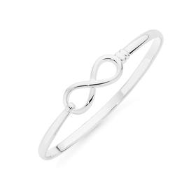 Sterling-Silver-62x55mm-Oval-Infinity-Clip-Bangle on sale