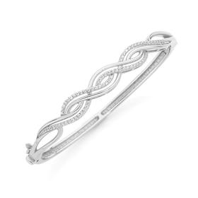 Silver-Plain-CZ-Twist-Bangle on sale