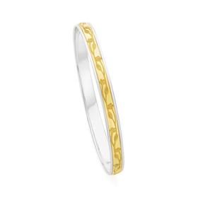 9ct+Gold+%26amp%3B+Silver+Solid+6x65mm+Flower+Bangle