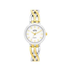 Elite+Two+Tone+Double+Cross+over+Bangle+Watch