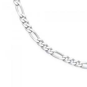 Sterling+Silver+25cm+Figaro+3%2B1+Anklet