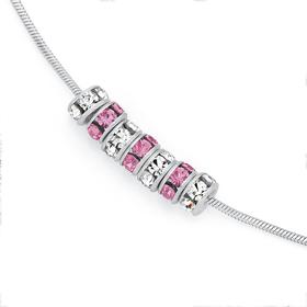 Silver+Pink+%26amp%3B+White+Crystal+7+Lucky+Rings+Anklet