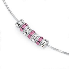 Silver-Pink-White-Crystal-7-Lucky-Rings-Anklet on sale