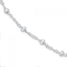 Sterling+Silver+25cm+Fine+Twist+%26amp%3B+Ball+Anklet