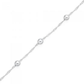 Sterling+Silver+25cm+Fine+Rope+%26amp%3B+Ball+Anklet