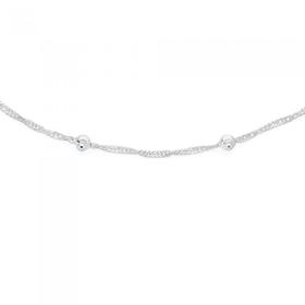 Silver-25cm-Diamond-Cut-Ball-Singapore-Chain-Anklet on sale