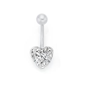 Silver+%26amp%3B+Stainless+Steel+Crystal+Heart+Belly+Bar