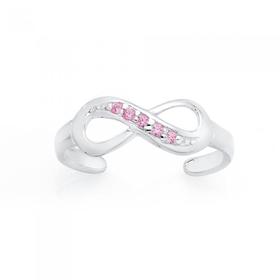 Silver+Pink+CZ+Infinity+Toe+Ring