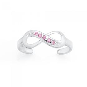 Sterling-Silver-Pink-Cubic-Zirconia-Infinity-Toe-Ring on sale