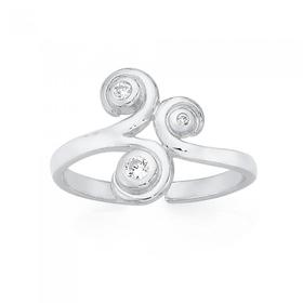 Silver+Cubic+Zirconia+Swirl+Toe+Ring