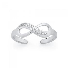 Silver+Cubic+Zirconia+Infinity+Toe+Ring