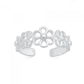Silver+Flower+Toe+Ring