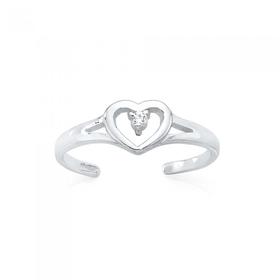 Silver+CZ+Heart+Toe+Ring