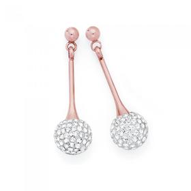 Steel+Rose+Plate+Crystal+Ball+Drop+Earrings