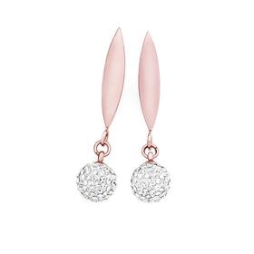 Steel-Rose-Plate-Long-Crystal-Ball-Drop-Earrings on sale