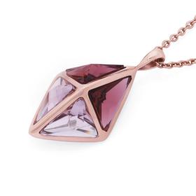 Steel+Rose+Plate+Purple+Stone+Prism+Pendant