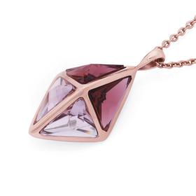 Steel-Rose-Plate-Purple-Stone-Prism-Pendant on sale