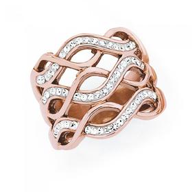 Steel-Rose-Plate-Crystal-Mutli-Figure-8-Ring on sale