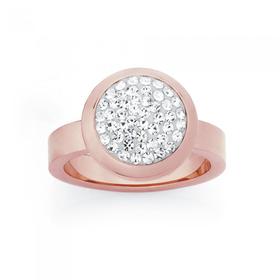 Steel-Rose-Plate-Round-Crystal-Ring on sale