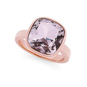 Steel-Rose-Plate-Pink-Stone-Cushion-Cut-Ring on sale