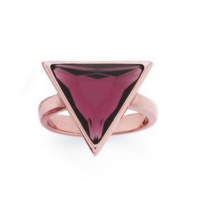 Steel+Rose+Plate+Berry+Stone+Triangle+Ring