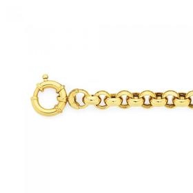 9ct+Gold+on+Silver+Hollow+20cm+Belcher+Bracelet+with+Bolt+Ring