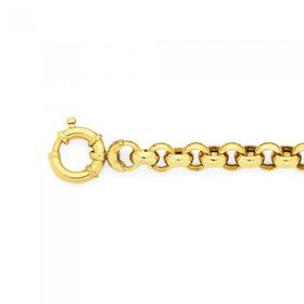 9ct-Gold-on-Silver-Hollow-20cm-Belcher-Bracelet-with-Bolt-Ring on sale